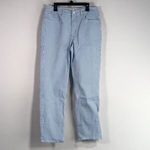 Seven7 Striped Denim Straight Fit Jean, Women's Size 6 - Coastal Blue/White